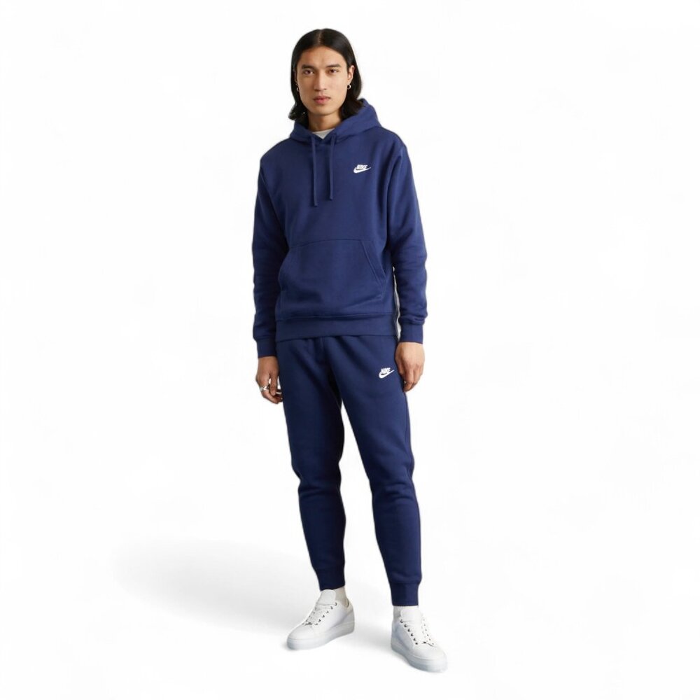 Nike Club Fleece Men's Size M Sweatsuit 2 PC Tracksuit Navy Blue Outfit NWT